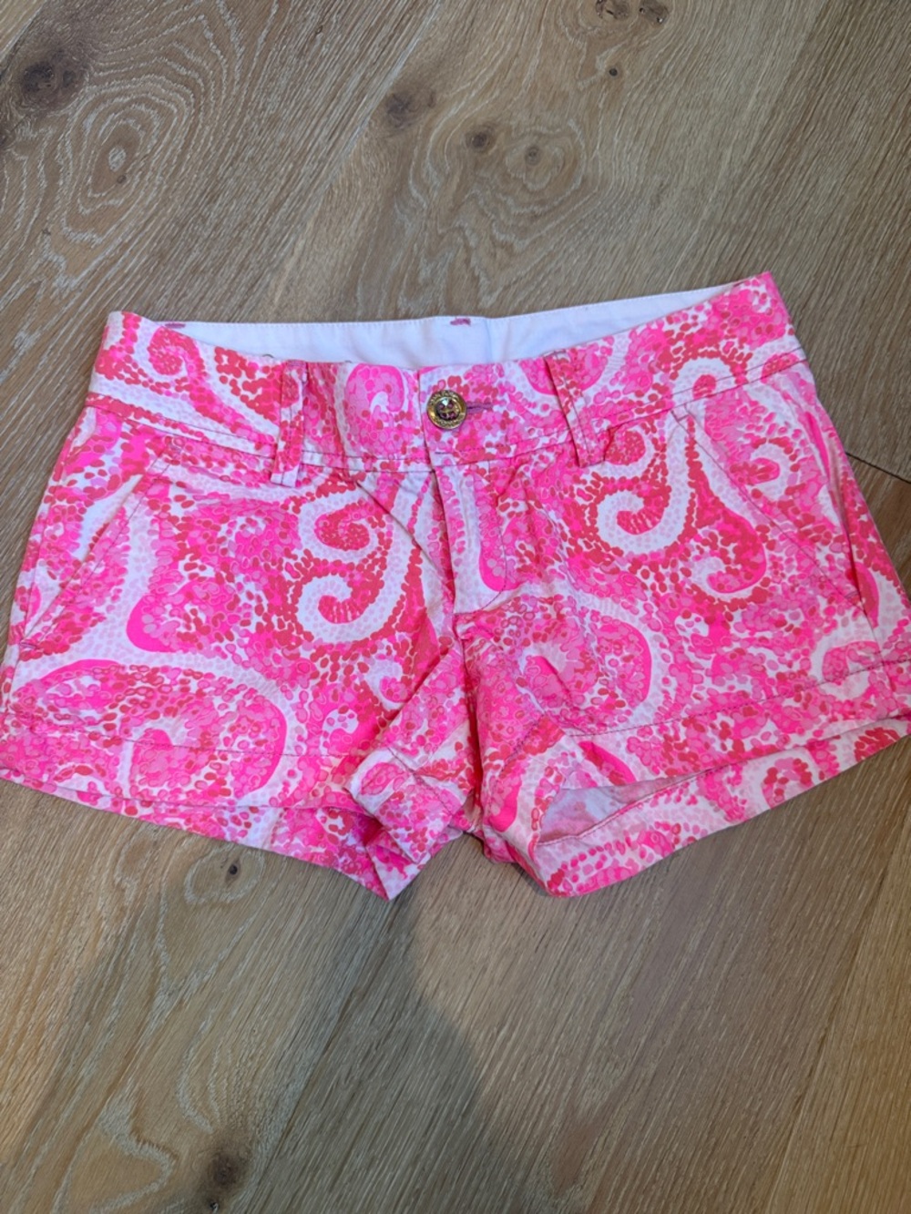 Lilly Pulitzer Hot Pink & White Paisley Print Cotton Shorts